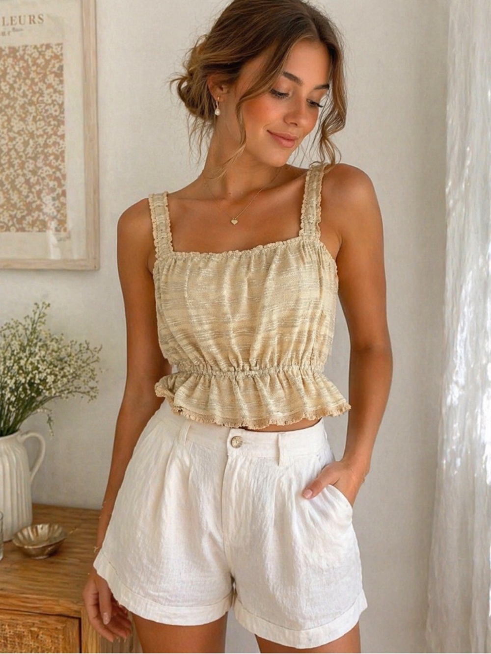 Kimchi Blue Lace Crop Top XS Boho Ruffle Tank Urban Outfitters Twee OB513859
